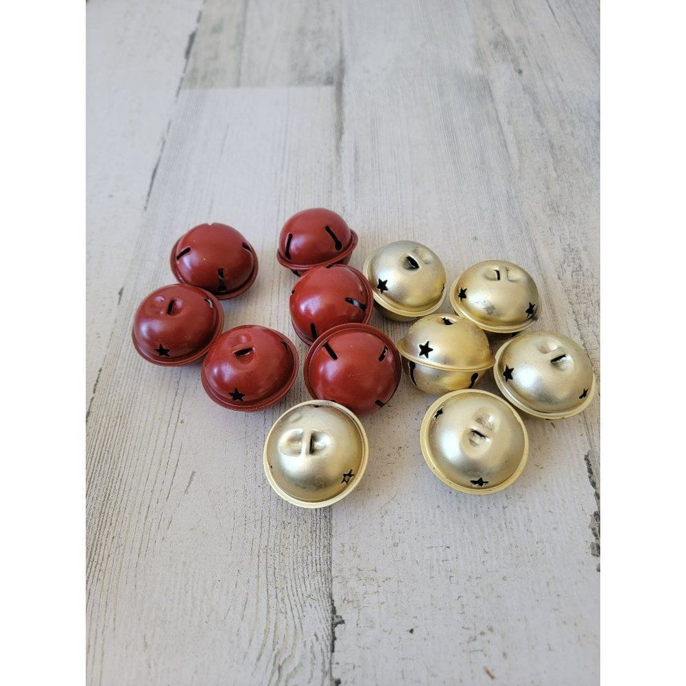 Gold red star Bell metal set mini ornament Xmas